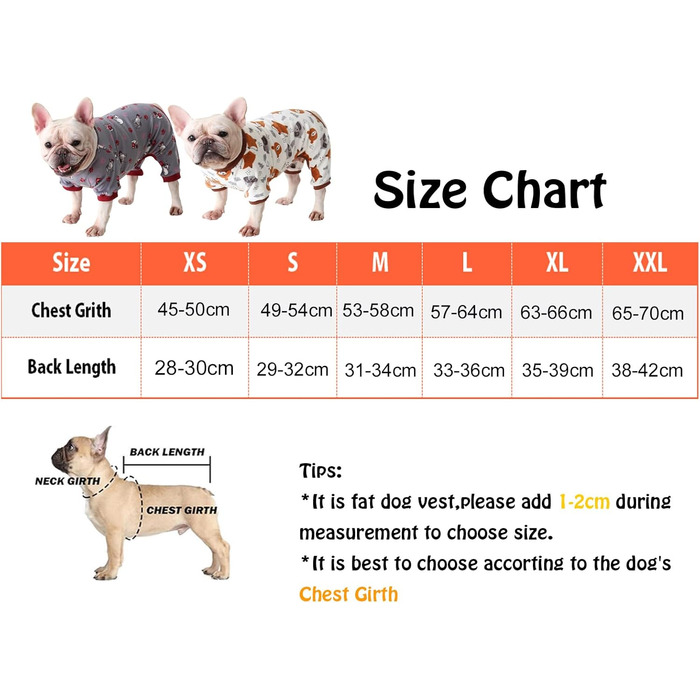 Піжама для собак YRRYGMN, теплий та м'який комбінезон для осені та зими, для мопсів та інших порід (XS, XL)