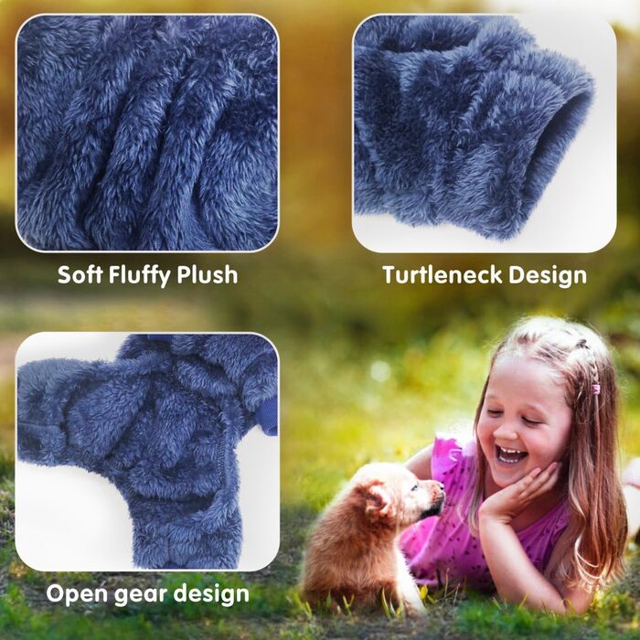 3-Piece Set Плюшеві піжами для собак Idepet, теплий одяг для тварин, костюми для собак та котів, розмір S (Сірий, Синій, Морська хвиля)