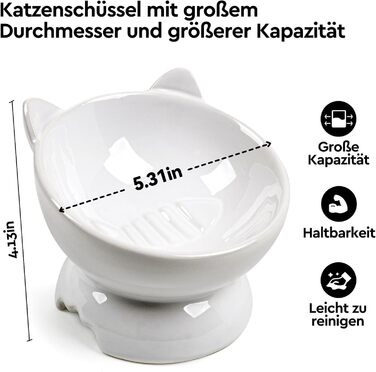 Набір мисок для котів, 2 шт. Керамічні миски для котів з піднятим краєм, набір з двох мисок