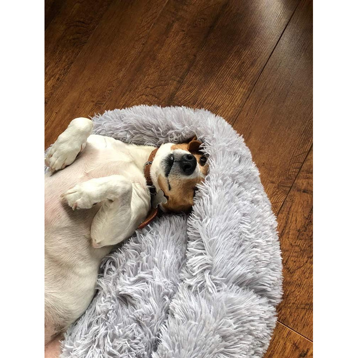 М'яке ліжко для домашніх тварин Deluxe: тепле, зручне ліжко-софа для собак та котів, 70 см, світло-сірий колір. Легко миється.