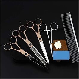 Набір професійних ножиць для собак, набір ножиць для грумінгу собак, вигнуті ножиці, чохол для шкіри, професійний набір ножиць для догляду за шерстю домашніх тварин