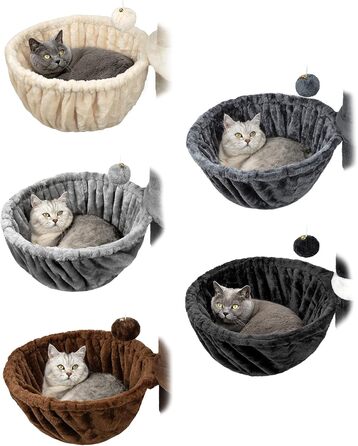 Крісло-гніздо для кота з м'якого плюшу на котячий будиночок, Ø 40 см, глибина 25 см, зручне ліжко для будь-якого котячого будиночка з різьбленням M8, міцний металевий каркас для котів будь-якого розміру, світло-сірий