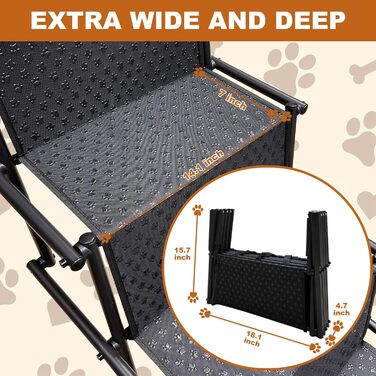 Східці для собак у машину, портативні складані сходинки для великих собак, 4 сходинки, підходять для авто, вантажівок, SUV, легкі для подорожей
