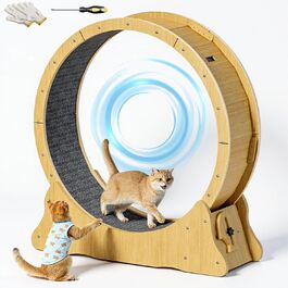 Лялькове колесо для котів WUDLEP - велике колесо для дому з покриттям, для фітнесу та схуднення (натуральний колір дерева)
