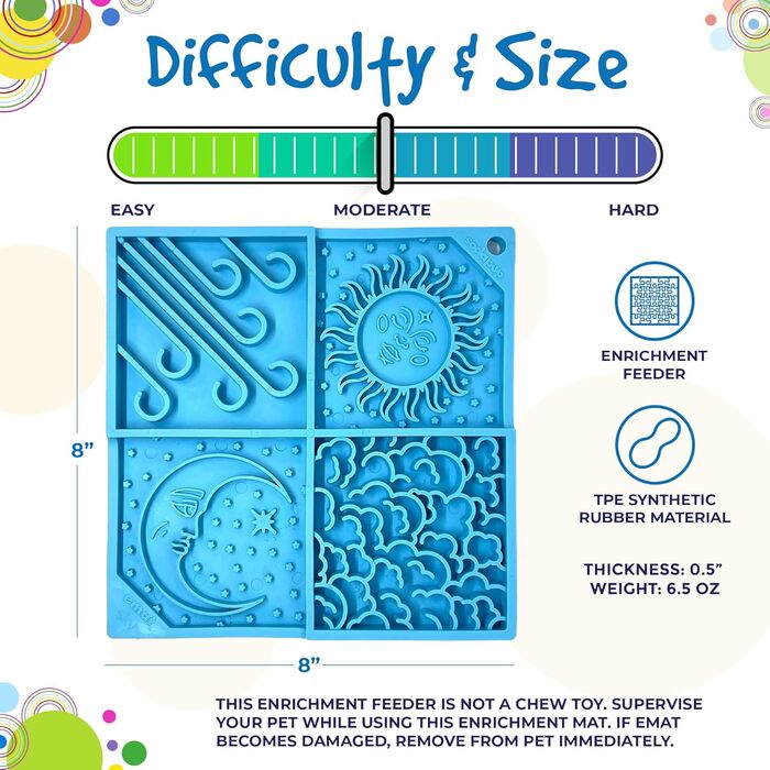 Leckmat SodaPup Bones eMat – довговічний годівник для тварин з безпечного гумового матеріалу, стимулює розум, запобігає переїдання, сприяє свіжому диханню, Sky eMat