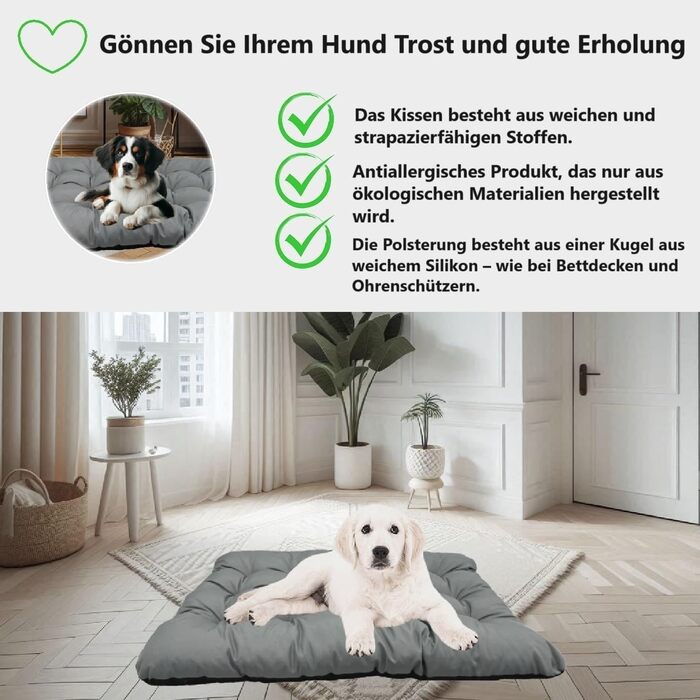 Килимок для собак KING DOG M 80x60 см, водовідштовхуючий, для великих та середніх собак, сірий, 10 см, кулер, комфортний, легко миється