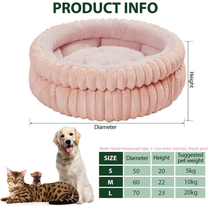 Килимок для котів ODIWEN 50x50 см, м'який, рожевий - зручне ліжко для котів та маленьких собак