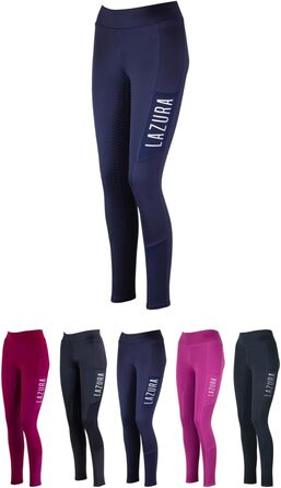 Лазура - Ріддінг (спортивні) штани для жінок та дівчаток Emilia | Повний силіконовий наповнювач | Ріддінг з 2 кишенями для телефону | 5 кольорів | Розміри 116-176 та 34-46 (116, Нічний блакитний)