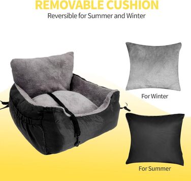 Автокрісло для собак великих порід, автоліжко для собак та котів, зручне автоліжко для тварин з поворотцем та антиковзною основою, чорний колір, великий розмір