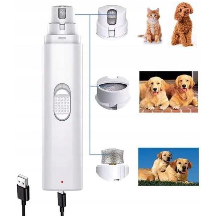 Електрична шліфувальна машинка для собак та котів – 3-в-1, USB-зарядка, 8000 об/хв, тиха та безпечна, ергономічна, для маленьких, середніх та великих тварин