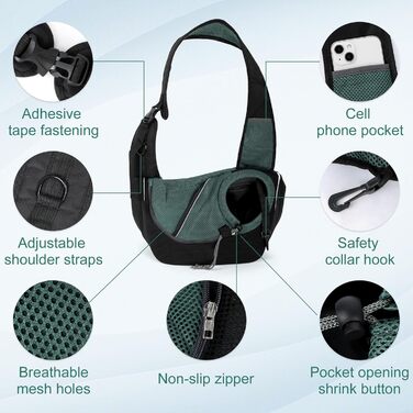 Сумка-слінг для собак NiCoLa: переноска для цуценят, чихуахуа, пуделів, бішон фрізе та котів. Ідеально для прогулянок, подорожей та відвідування ветеринара. Колір: сірий/чорний