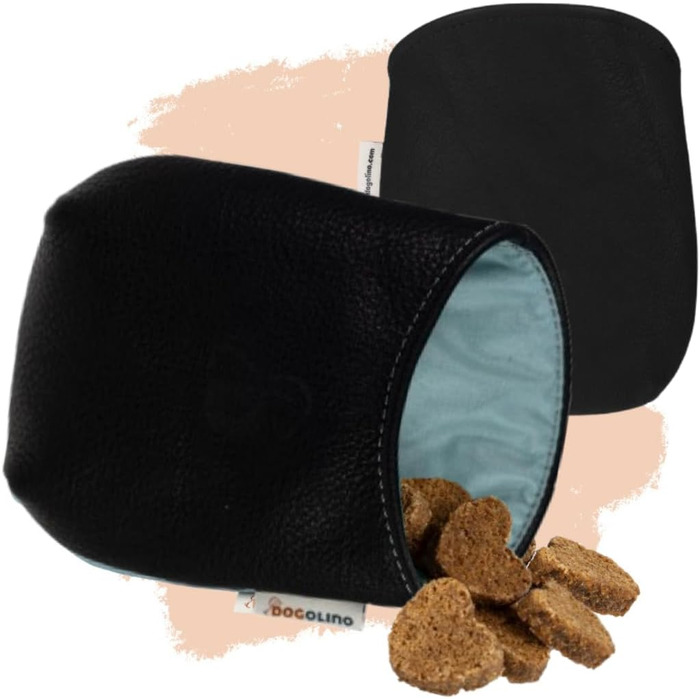 Сумка для ласощів для собак DOGOLINO® з шкіри - сумка для тренувань, перекусник для прогулянок (Чорний, Basic)