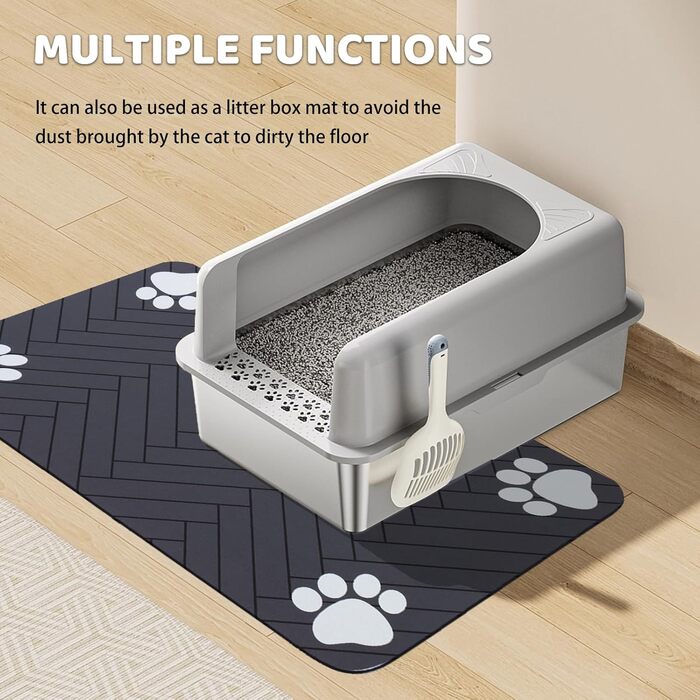 Килимок для годування собак та котів, суперпоглинаючий, неслизький, швидковисихаючий, легко миється (Темно-сірий, 40x60 см)