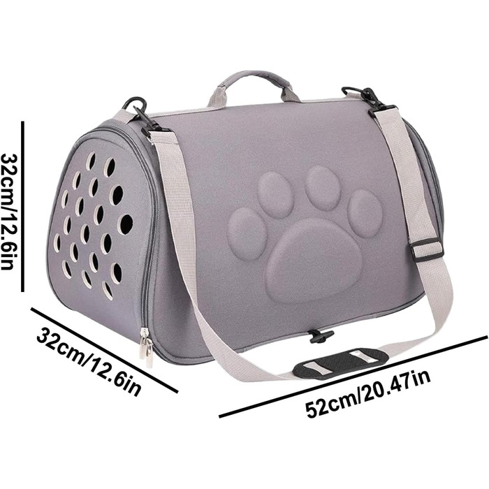 Транспортна сумка для котів Ruwshuuk | З підсумком на плече, для подорожей, кемпінгу, ветеринара (Сірий, L)