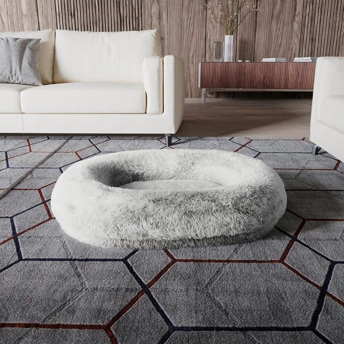 Ортопедичне заспокійливе ліжко для собак великих порід, XL, анти-тривожне ліжко для тварин знімним та пральним чохлом, м'яке ліжко-софа для собак, підтримуючий пінопласт, сірий колір, 112x89x24 см