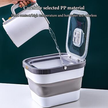 Контейнер для корму для тварин, 10 кг, складаний, герметичний, сірий. Підходить для котячого та собачого корму, ласощів, гранул