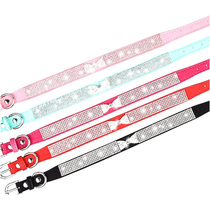 Нашийник для собак та котів Haoyueer зі стразами, рожевий, м'яка замша, розмір M