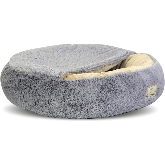 Кругле ліжко для собак та котів Zotteliges з балдахіном, сірого кольору, діаметр 70 см