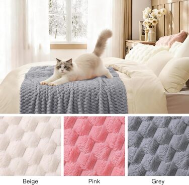 М'яка ковдра для собак та котів Luciphia, 3 шт. у наборі, 52x76 см, фланель, рожева, бежева, сіра