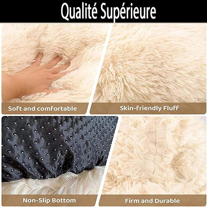 М'яке ліжко для собак та котів у вигляді пончика, 80 см, Бежеве