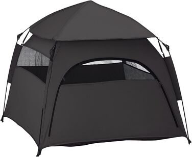 Палатка для собак PawHut - собачий домік, хатинка для котів на вулицю з сіткою, намет-тіпі для собак з сумкою, сонцезахисний дах для двору, вітальні, темно-сірий