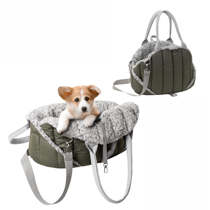 Сумка-переноска для собак і котів PillowPrim, оливковий, 47x29x32 см