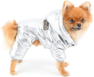 PAIDEFUL Зимовий теплий пуховик для собак - куртка з капюшоном для маленьких собак, чихуахуа, котів. Сріблястий колір, водонепроникний, для холодної погоди. Розміри S-XXL