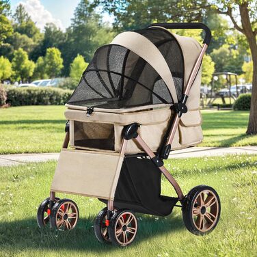 Візок для собак DWVO 3-в-1: візок, переноска, сумка. До 22 кг, EVA-колеса, сітчасті вікна, кошик для речей. Розміри: 58.5x76x105 см