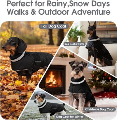 Зимова куртка для собак середнього розміру Asenku, флісова, водовідштовхувальна, з отвором для шлейки, зелена (M, чорний)