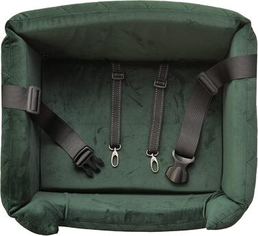 Автокрісло для собак та котів | М'яке автоліжко для тварин | Штучна шкіра, рожевий колір | Розміри M (47x40 см), Velvet: зелений