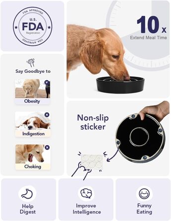 Миска для собак LE TAUCI для повільного годування з кераміки, 675 мл, для маленьких та середніх порід, цуценят, білий колір, пазл-миска