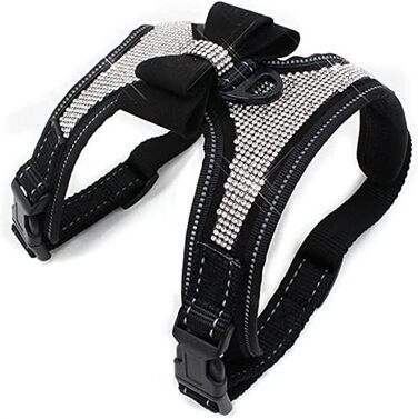 Брелок для собак з блискітками, м'якими діамантами, світловідбиваючими елементами, для хлопчиків та дівчаток, Roa, розміри S, M, L, чорний