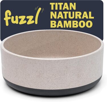 Миска для собак Titan Fuzzl з бамбука та гуми, 22 см, з антибактеріальним покриттям, неслизький дно, сіра, екологічна, довговічна, для середніх та великих собак (об'єм 0.8 л)