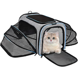 Транспортна переноска для котів та собак, розкладна, з м'якою підстилкою, розширювана (для 2 котів/собак/щенят)