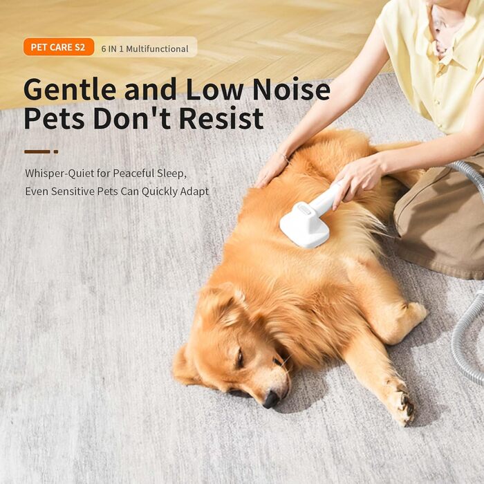 Набір для догляду за домашніми тваринами Fudajo, білий, 6 в 1: машинка для стрижки шерсті з пилососом, набір для блискучого хутра