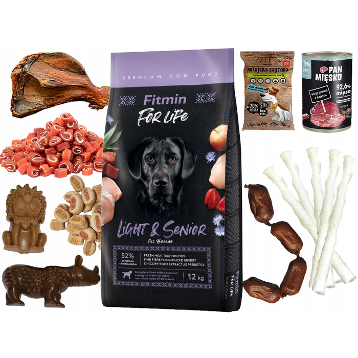 Корм для дорослих та літніх собак FITMIN Dog For Life Light Senior, 12 кг