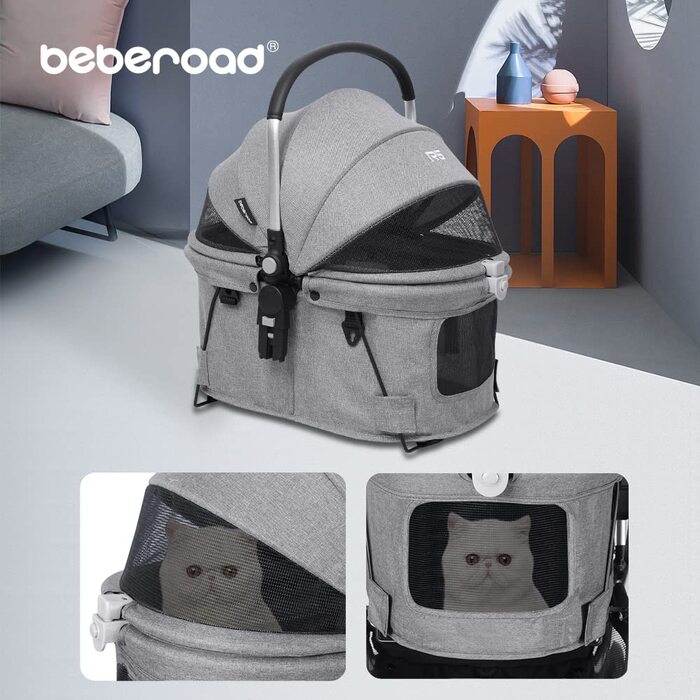 Візок для собак та котів з функцією складання, 73 x 55 x 100 см, 15 кг (Сірий)