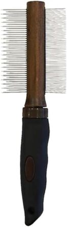 Гребінець для собак Croci Barbershop з нержавіючої сталі, видаляє підшерсток та розплутує ковтуни, 19,5 x 12,5 x 4 см (подвійний гребінець)