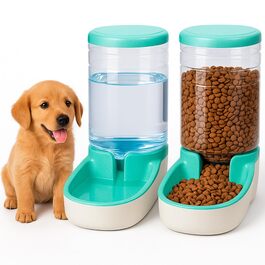 Автоматичний диспенсер для корму для котів та собак Edipets, 2 контейнери, 3.8L, зелений