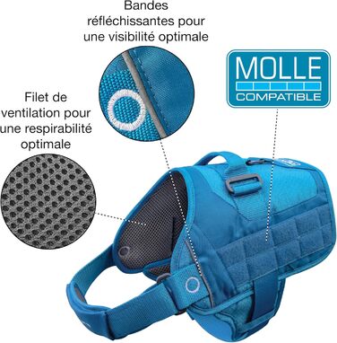 Шлейка для собак Kurgo RSG, навчальна жилетка з ручкою, світловідбиваюча, сумісна з MOLLE, розмір XL (Townie, чорний, середні породи)