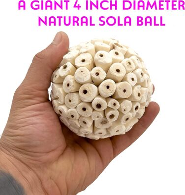 Mega Sola Ball M&M – велика натуральна іграшка-ласощі для папуг, какаду, ара, сірих амазонських, для дзьоба та лап, екологічне ігрове дерев'яне жувальне для птахів