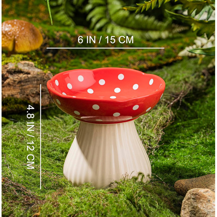 Підвищена годівниця для котів RESVUGA з милим дизайном у вигляді гриба, безпечна керамічна годівниця для маленьких собак, корму та води (Жовтий)