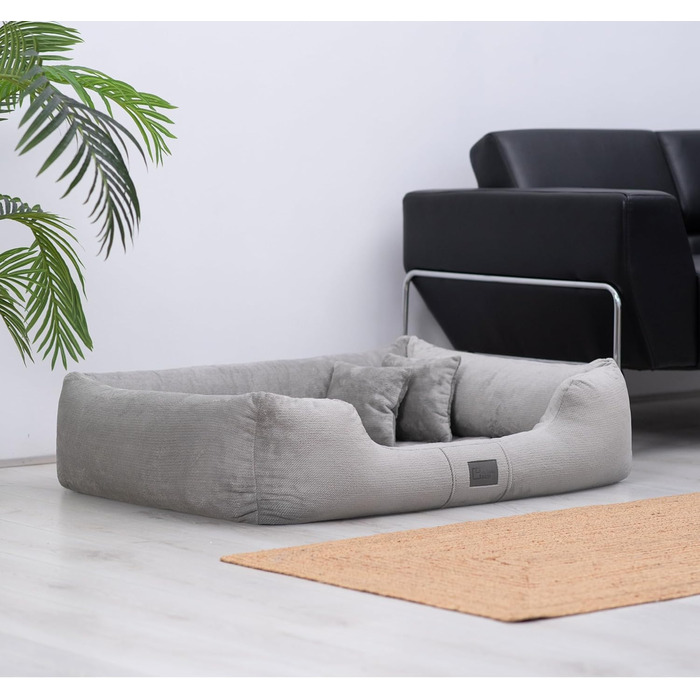 Ортопедичне ліжко для собак Candy, середнього та малого розміру - м'яке, зручне, з антиковзаючою основою, зносостійке, міцне (90x70 см, сірий)