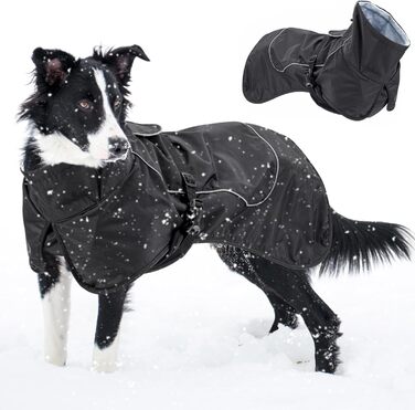 Водонепроникний собачий плащ, тепла куртка для собак з шлейкою, світловідбиваючий цуценячий плащ з флісовою підкладкою для великих, міцних собак, холодна погода, для використання в приміщенні та на вулиці, Зелений, Розмір: зелений (Чорний, L)