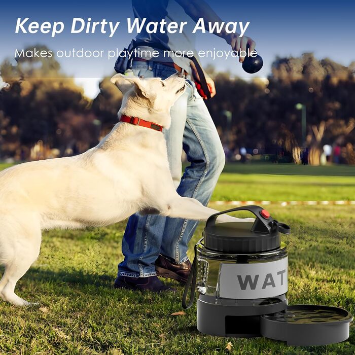 Водяна пляшка для собак, 1,5 л, портативна годівниця-поїльник для прогулянок, кемпінгу, парку для собак, подорожей на авто, туристична посудина, BPA-free, чорна