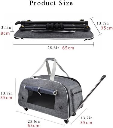 Транспортна переноска для тварин Samnuerly: складана переноска для собак та котів середніх та маленьких порід, з колесами та регульованою ручкою