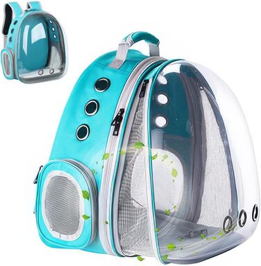 Рюкзак-переноска для котів та маленьких собак, з розширеною передньою частиною, прозоре вікно, блискавка, для подорожей та піших прогулянок (Світло-блакитний)
