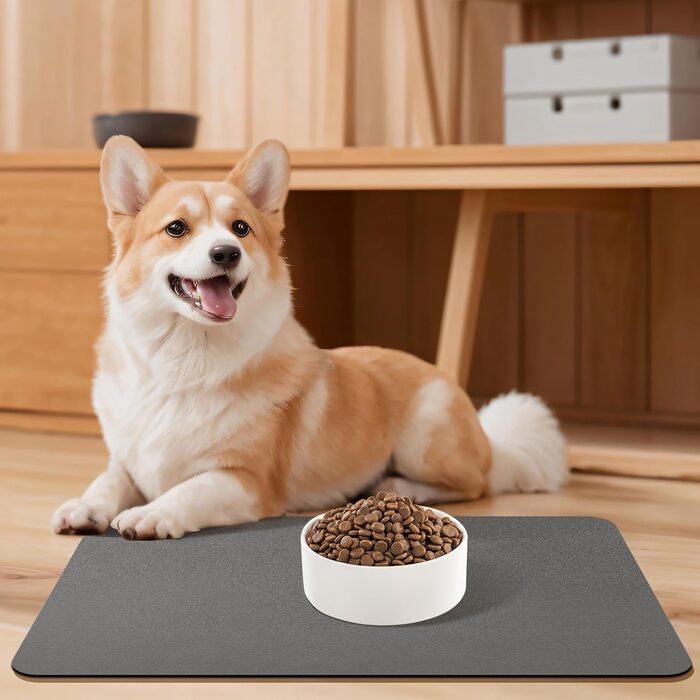 Підкладка під миску для собак та котів, нековзна, 40 x 60 см, сірий колір