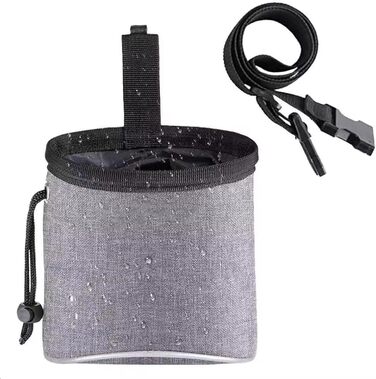 Сумка для тренувань з ласощами для собак, цуценят, сірого кольору. Містка сумка для прогулянок та збору екскрементів.