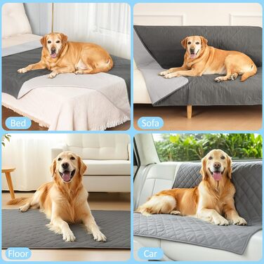 Водонепроникний килимок для собак на диван, ліжко та авто - котячий килимок, захист дивану/ліжка, двосторонній, стійкий до подряпин, можна прати, ідеально підходить для великих/маленьких собак, 203x152 см, сірий